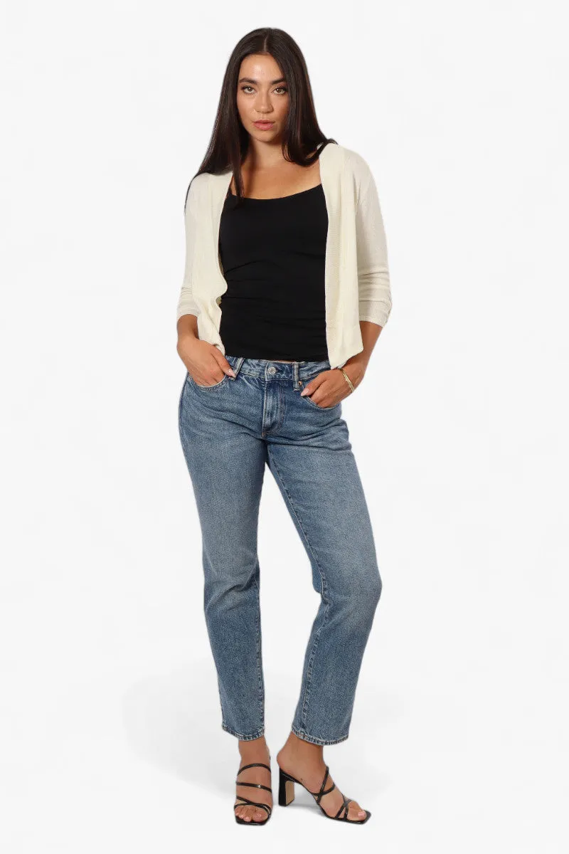 Impress Roll Up Sleeve Open Shrug Cardigan - White sold by Fairweather product image thumbnail 2