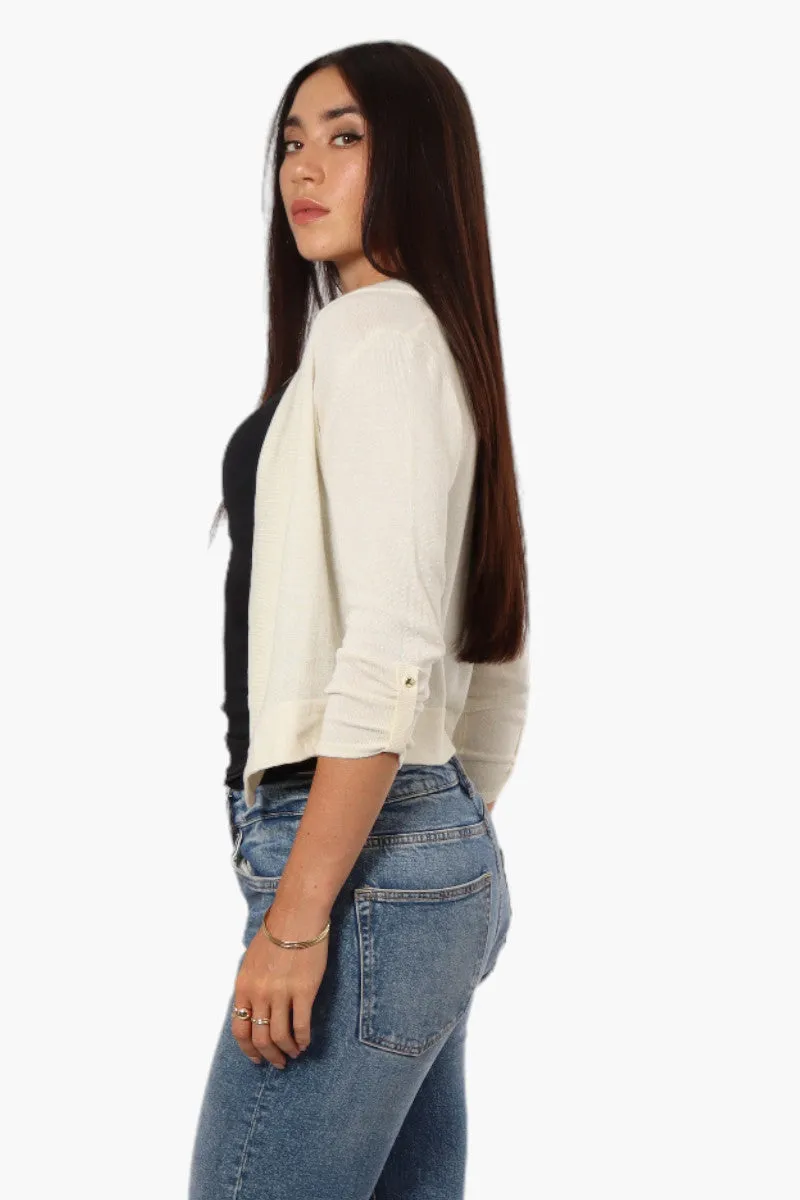 Impress Roll Up Sleeve Open Shrug Cardigan - White sold by Fairweather product image thumbnail 3