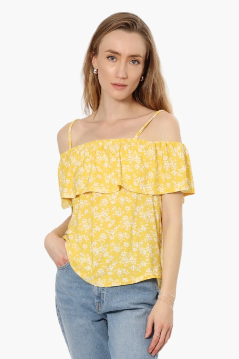 Beechers Brook Floral Pattern Flounce Tank Top - Yellow sold by Fairweather