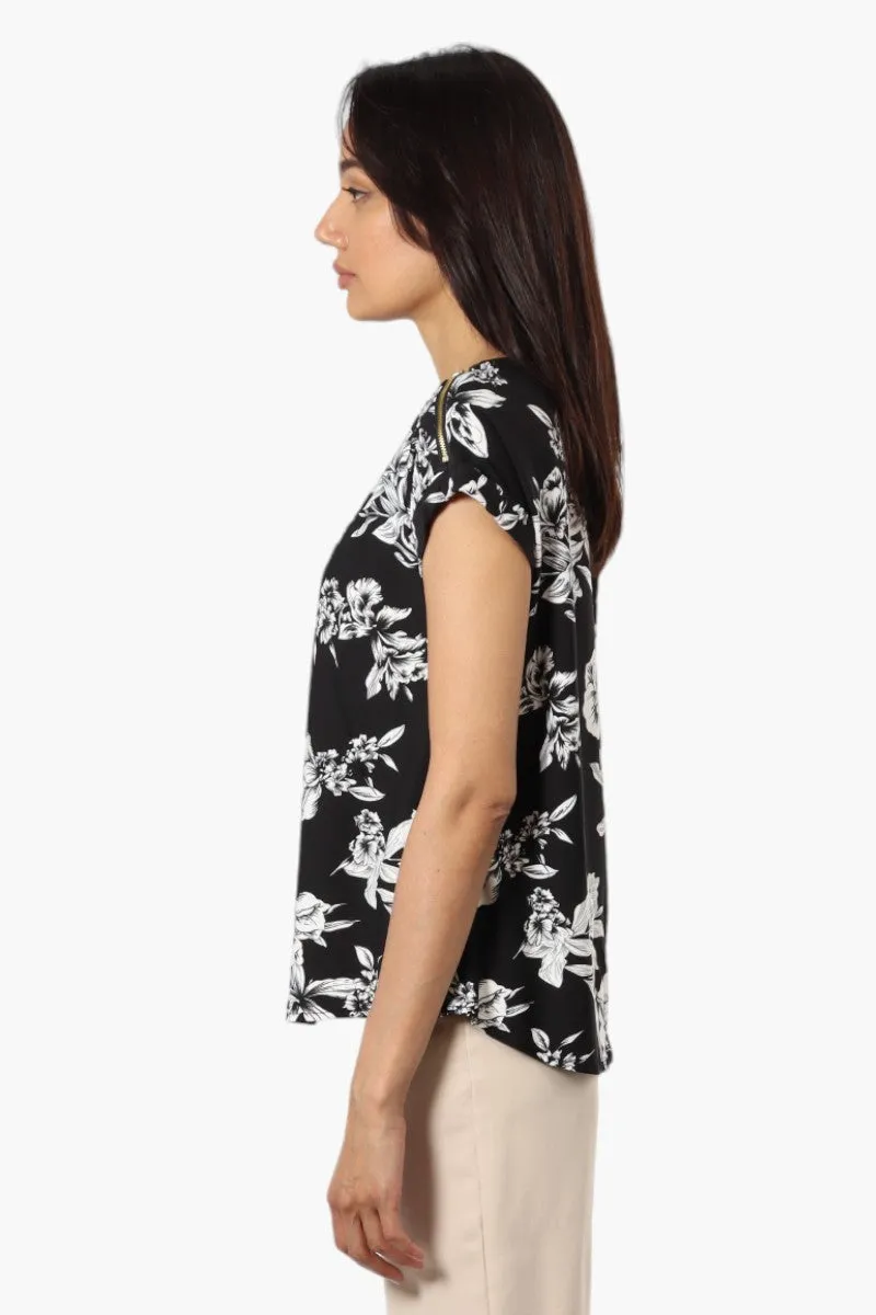 International INC Company Floral Zip Shoulder Blouse - Black sold by Fairweather product image thumbnail 3