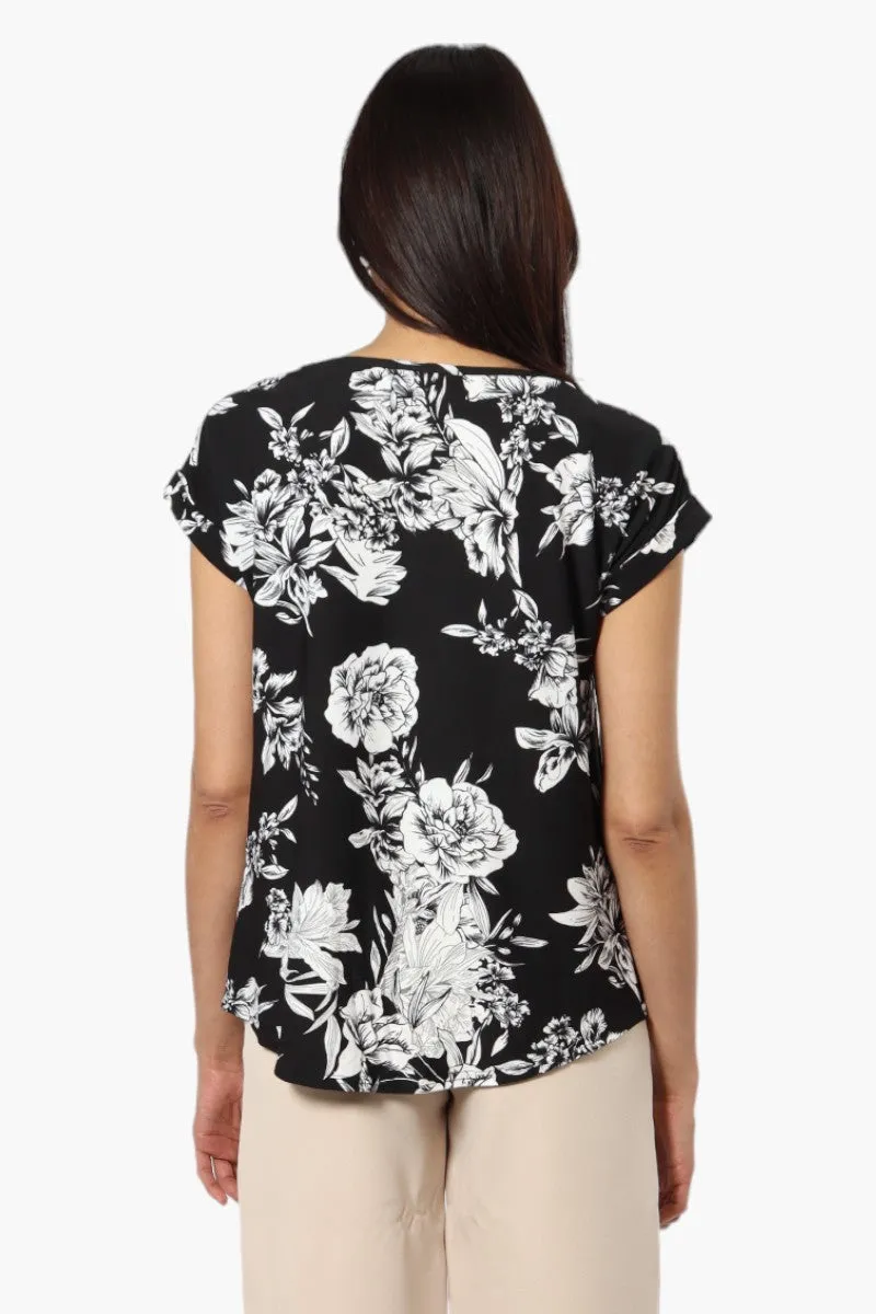 International INC Company Floral Zip Shoulder Blouse - Black sold by Fairweather product image thumbnail 4