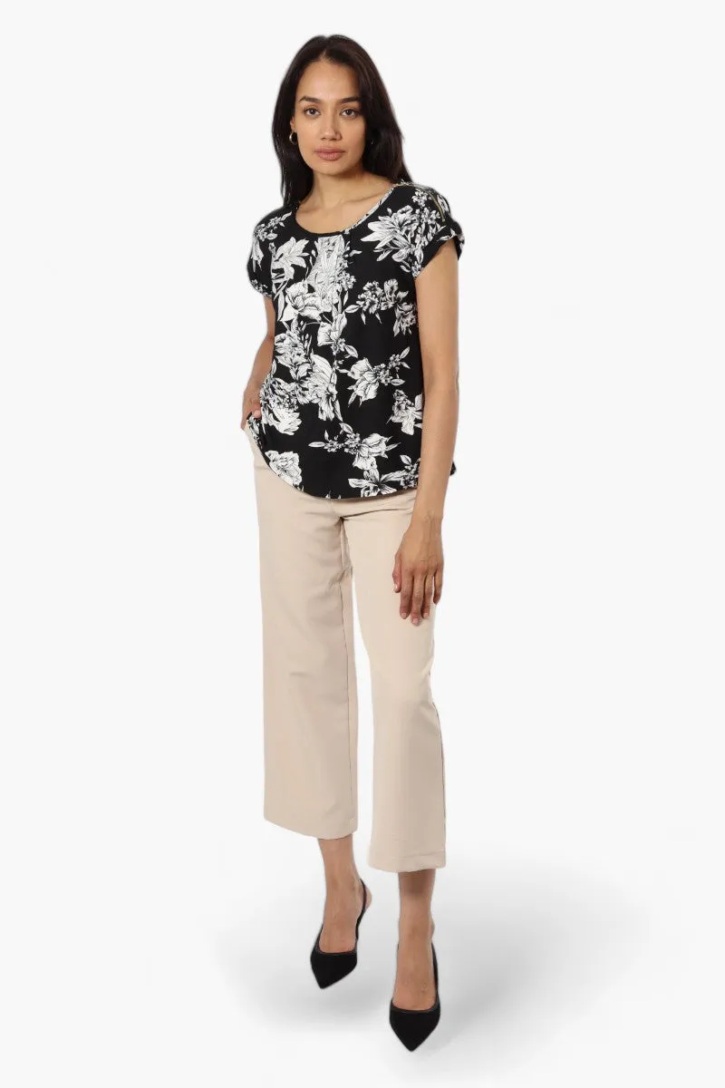 International INC Company Floral Zip Shoulder Blouse - Black sold by Fairweather product image thumbnail 2