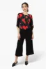 Beechers Brook Floral Roll Up Sleeve Necklace Blouse - Black sold by Fairweather