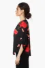 Beechers Brook Floral Roll Up Sleeve Necklace Blouse - Black sold by Fairweather