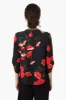 Beechers Brook Floral Roll Up Sleeve Necklace Blouse - Black sold by Fairweather