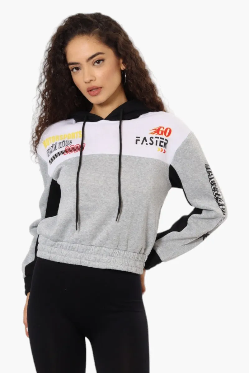 New Look Fleece Colour Block Racing Hoodie - Grey sold by Fairweather