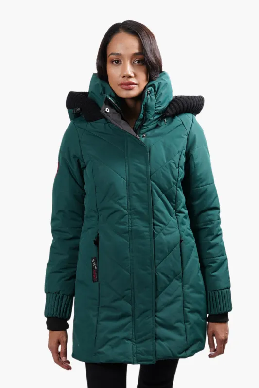 Canada Weather Gear Chevron Stitch Parka Jacket - Green sold by Fairweather