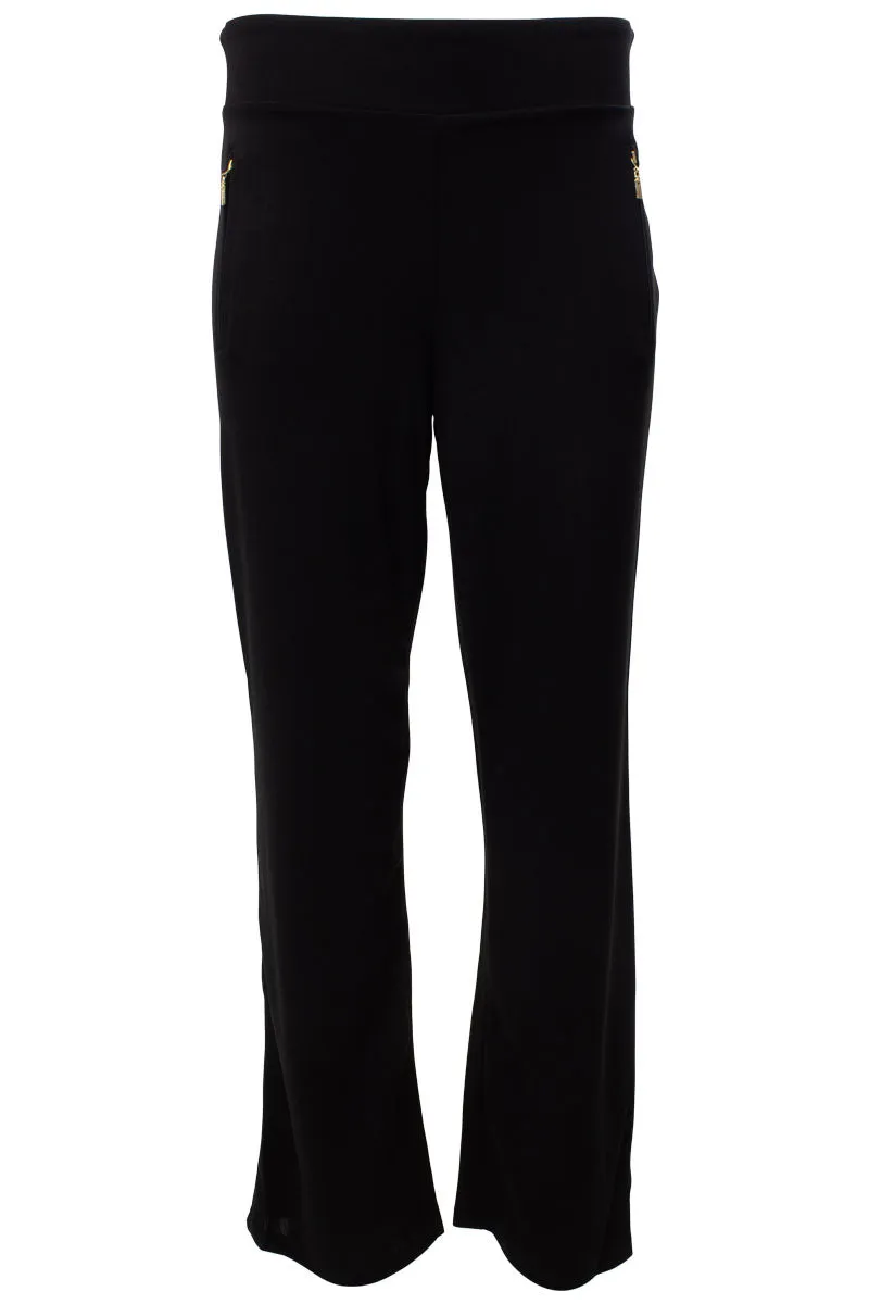 Solid Zip Pocket Wide Leg Pants - Black sold by Fairweather
