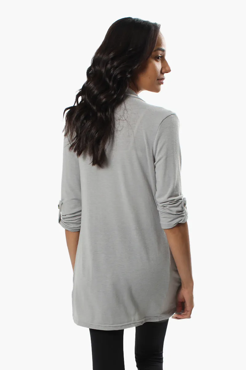 Majora Roll Up Sleeve Open Cardigan - Grey sold by Fairweather product image thumbnail 3