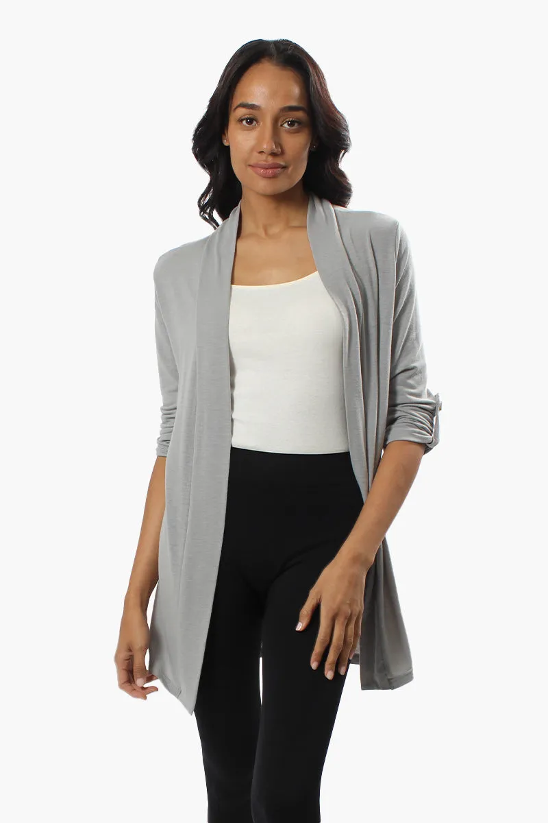 Majora Roll Up Sleeve Open Cardigan - Grey sold by Fairweather
