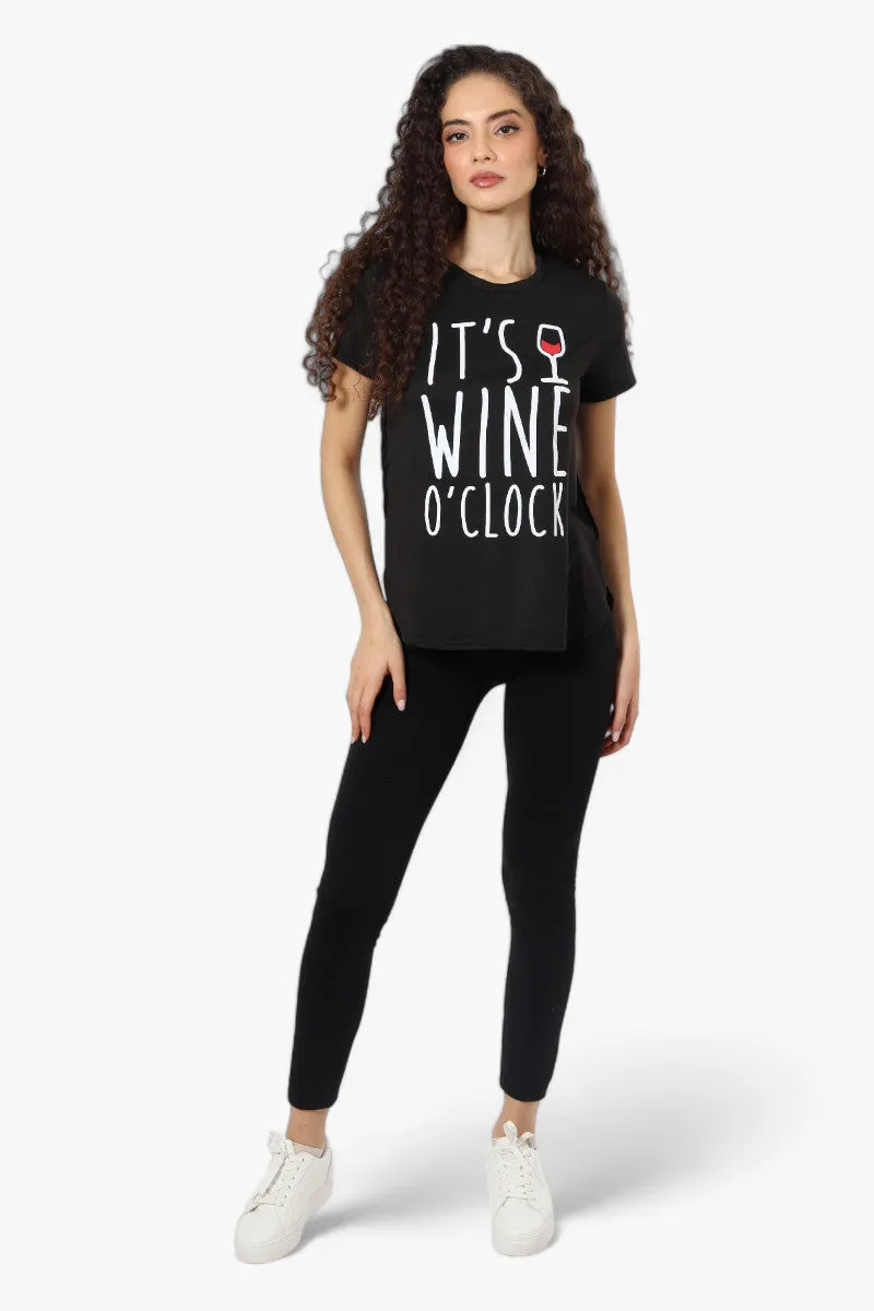 Magazine It's Wine O'Clock Print Tee - Black sold by Fairweather product image thumbnail 2