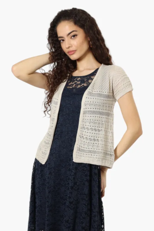 Impress Cap Sleeve Crochet Shrug Cardigan - Beige sold by Fairweather