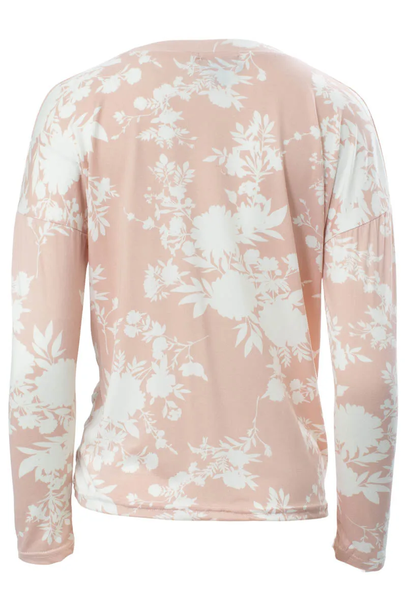 Floral Pattern Side Twist Long Sleeve Top - Blush sold by Fairweather product image thumbnail 3
