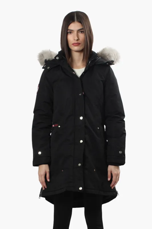 Canada Weather Gear Vegan Fur Hood Parka Jacket - Black sold by Fairweather