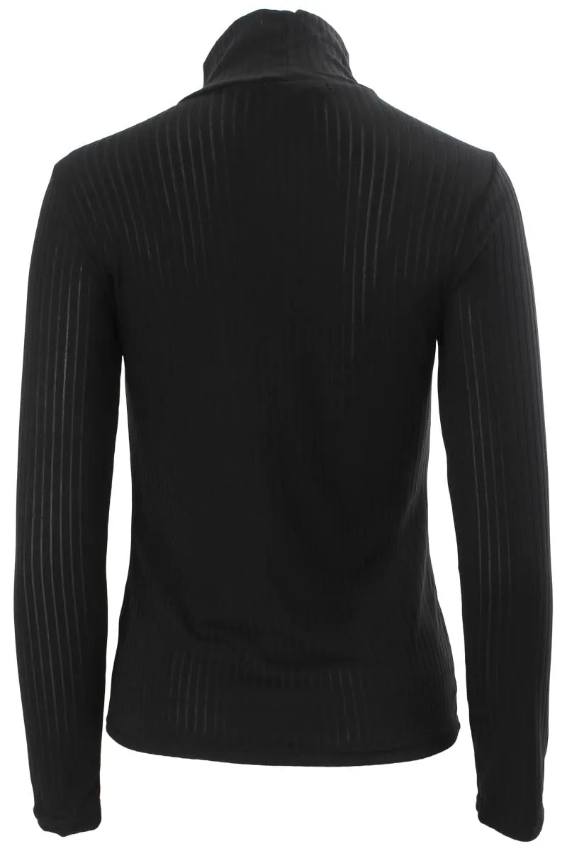 Majora Ribbed Cut Out Front Long Sleeve Top - Black sold by Fairweather product image thumbnail 3
