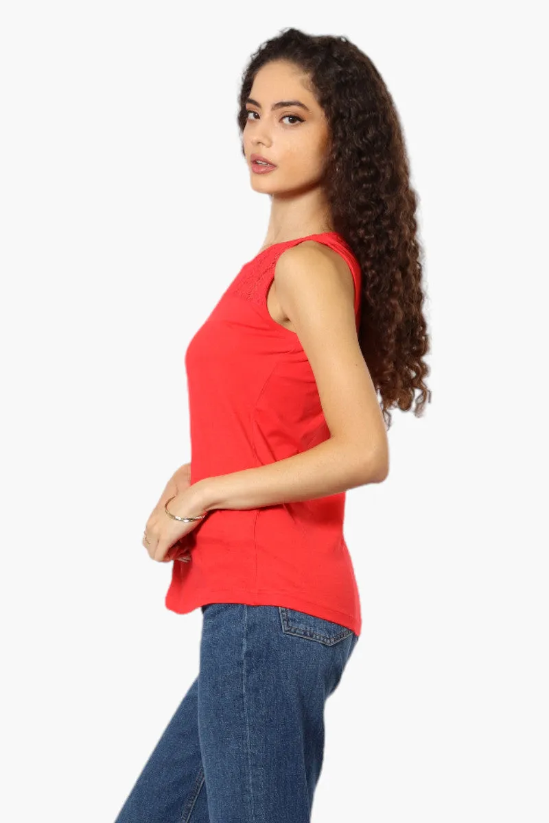 Majora Solid Lace Shoulder Tank Top - Red sold by Fairweather product image thumbnail 3