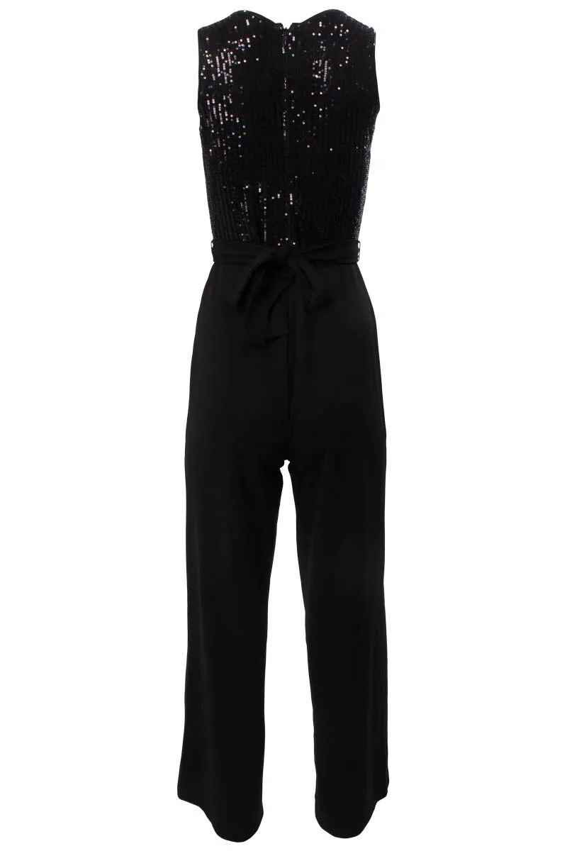 Sleeveless Sequin Crossover Jumpsuit - Black sold by Fairweather product image thumbnail 3