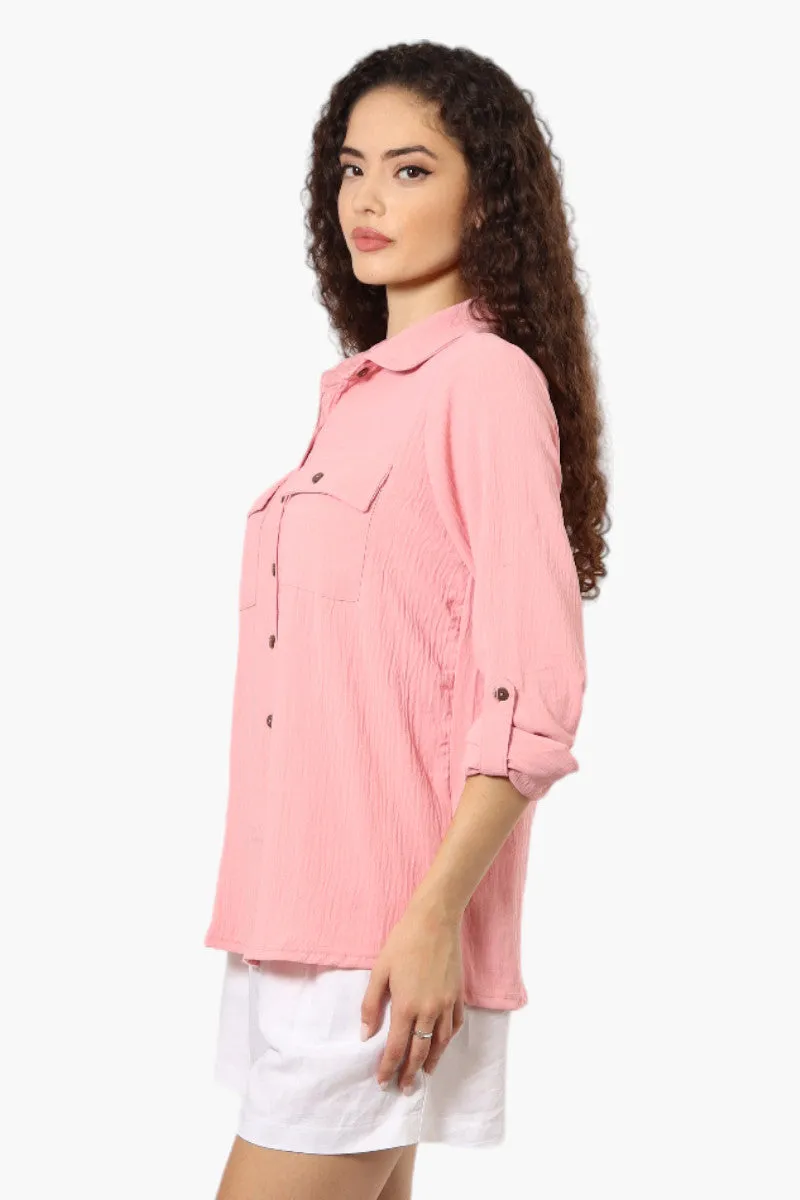 Urbanology Roll Up Sleeve Button Down Shirt - Pink sold by Fairweather product image thumbnail 3