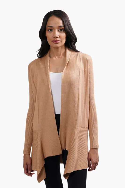 Beechers Brook Long Sleeve Ribbed Cardigan - Camel sold by Fairweather