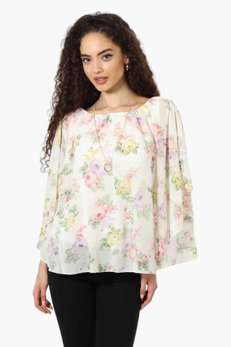 Limite Floral Flutter Necklace Blouse - White sold by Fairweather