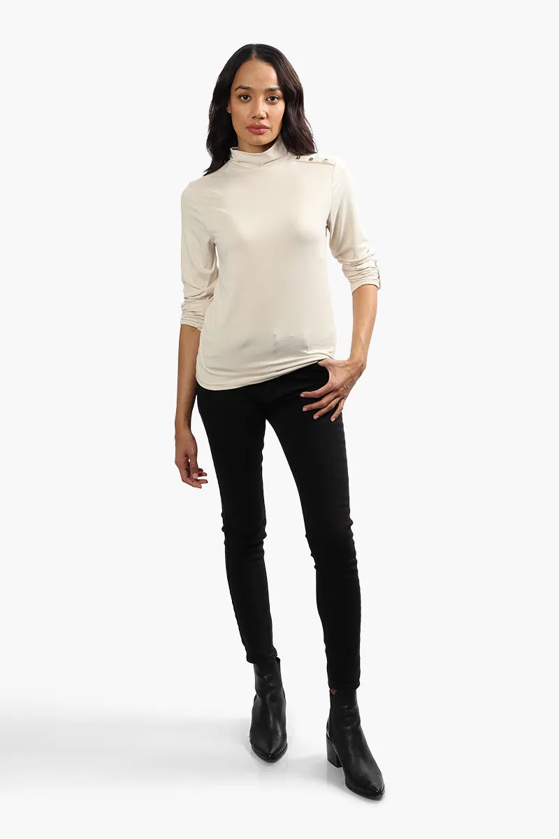 International INC Company Mock Neck Long Sleeve Top - Beige sold by Fairweather product image thumbnail 2