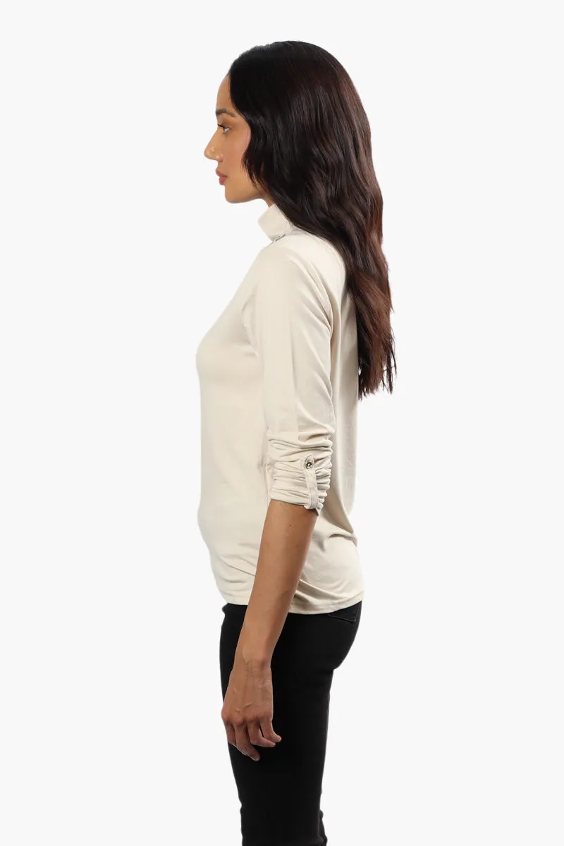 International INC Company Mock Neck Long Sleeve Top - Beige sold by Fairweather product image thumbnail 3