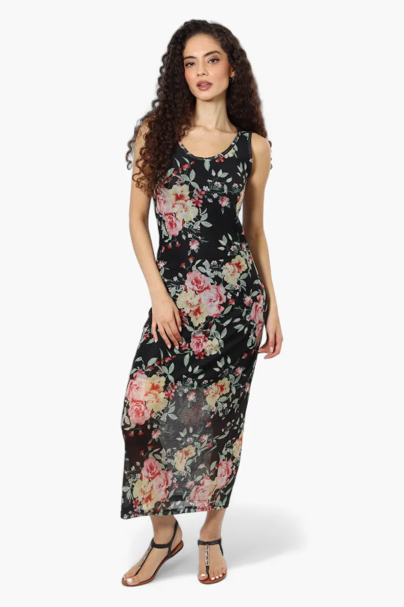 Majora Floral Mesh Maxi Dress - Black sold by Fairweather