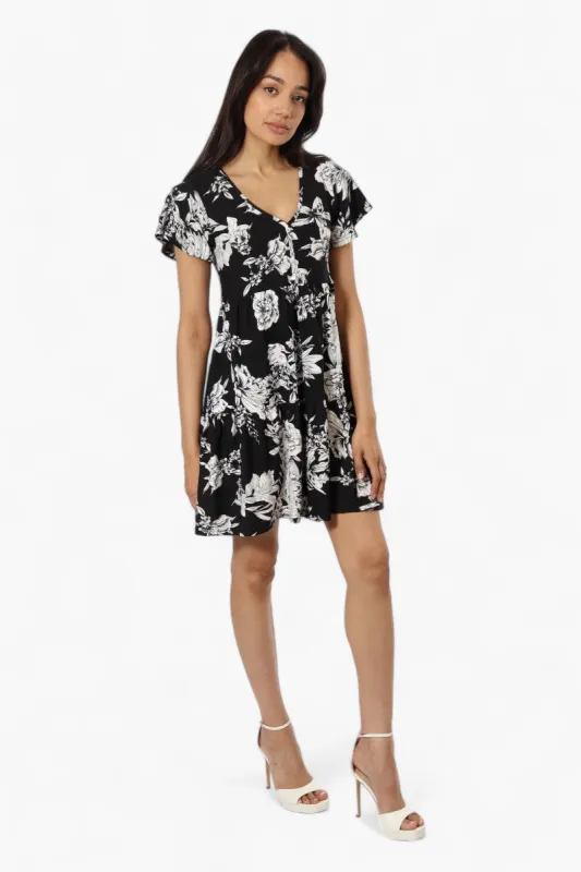 Beechers Brook Floral Button Down Day Dress - Black sold by Fairweather
