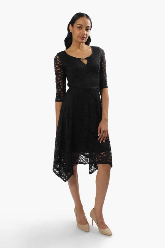 Limite Lace Keyhole Cocktail Dress - Black sold by Fairweather