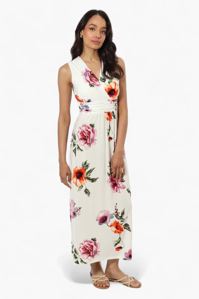 Beechers Brook Floral Belted Crossover Maxi Dress - White sold by Fairweather