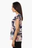 Impress Patterned Cap Sleeve Blouse - Navy sold by Fairweather