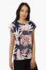 Impress Patterned Cap Sleeve Blouse - Navy sold by Fairweather