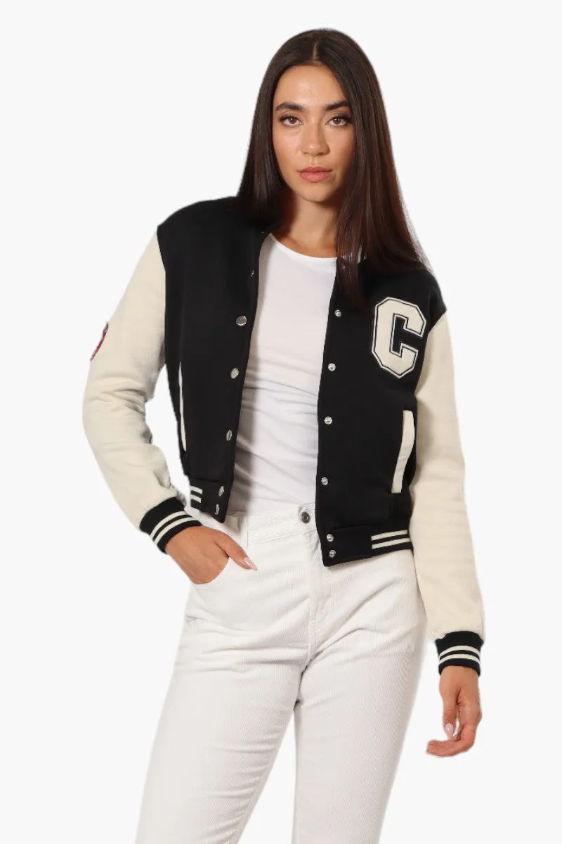 Canada Weather Gear Contrast Sleeve Varsity Lightweight Jacket - Black sold by Fairweather