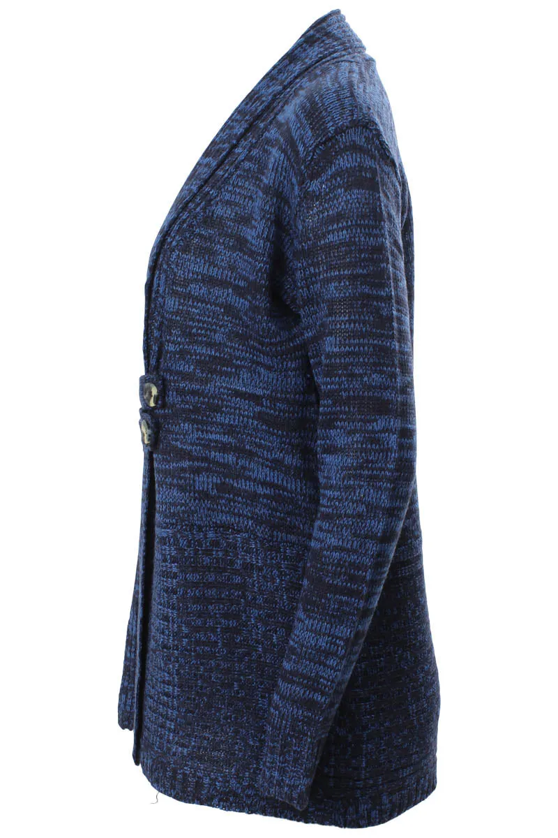 International INC Company Ribbed Lapel Button Trim Cardigan - Navy sold by Fairweather product image thumbnail 2