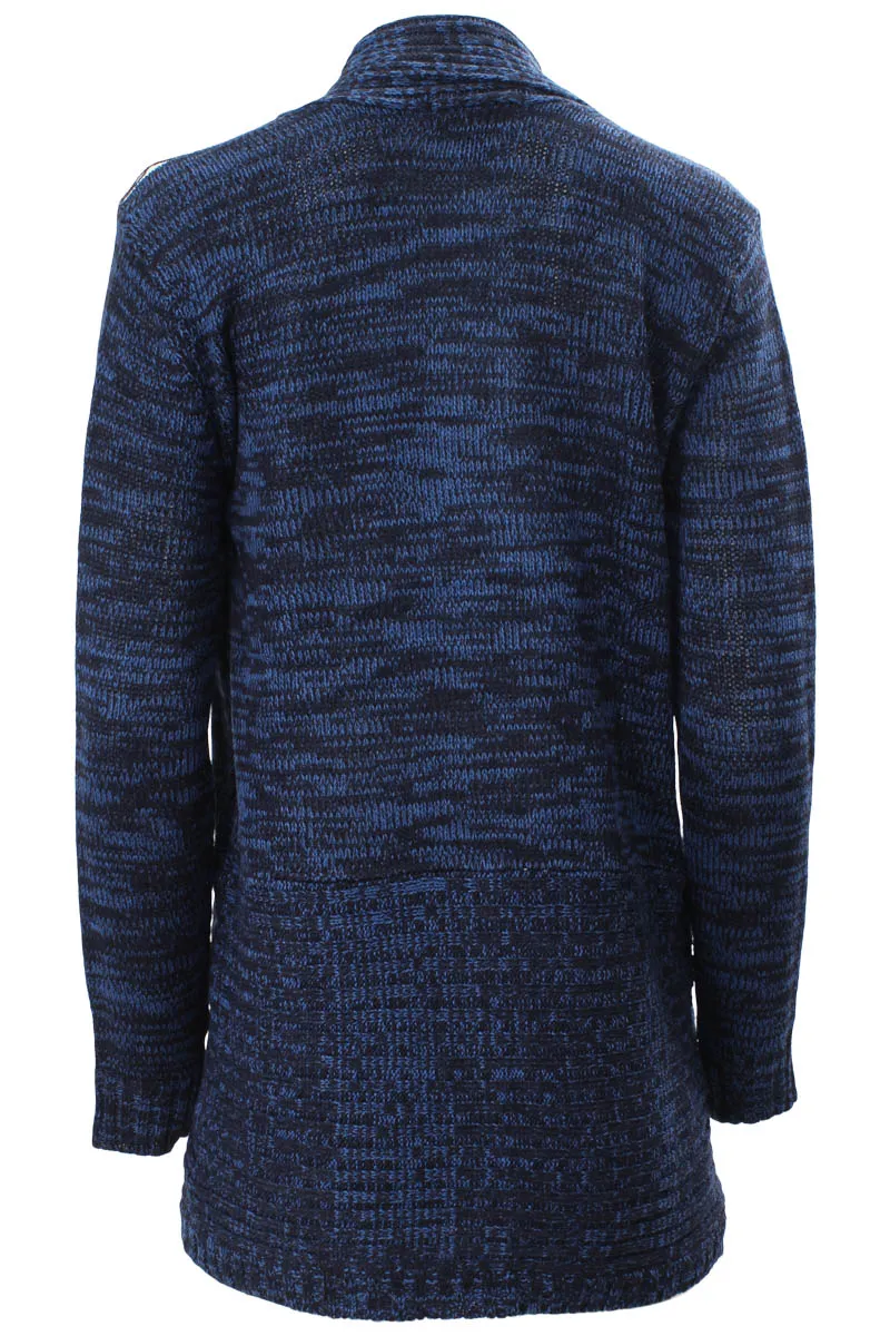 International INC Company Ribbed Lapel Button Trim Cardigan - Navy sold by Fairweather product image thumbnail 3