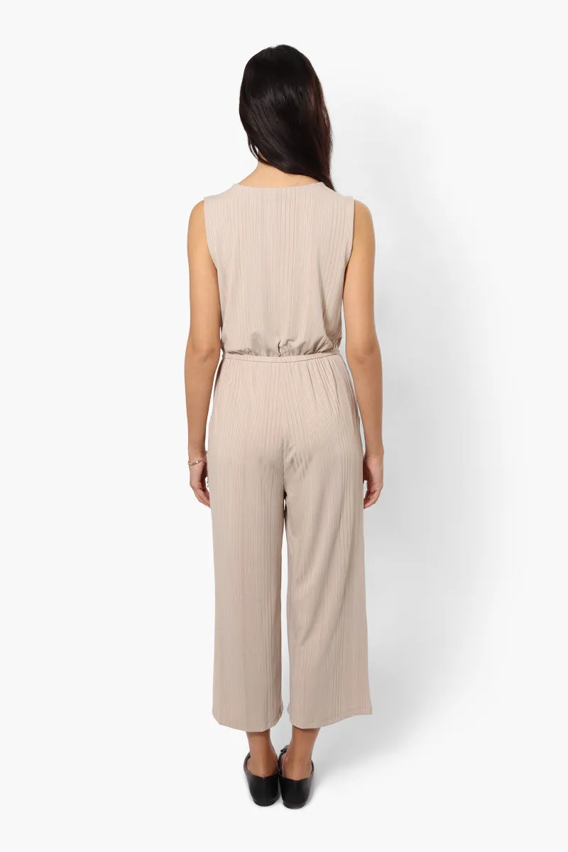 International INC Company Ribbed Front Zip Jumpsuit - Beige sold by Fairweather product image thumbnail 4