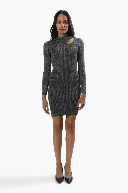 Limite Ribbed Long Sleeve Sweater Dress - Grey sold by Fairweather