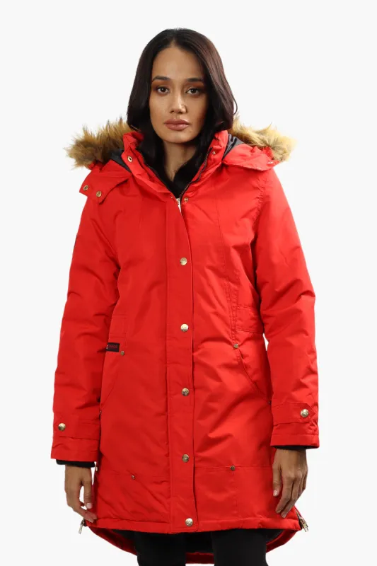 Canada Weather Gear Vegan Fur Hood Parka Jacket - Red sold by Fairweather