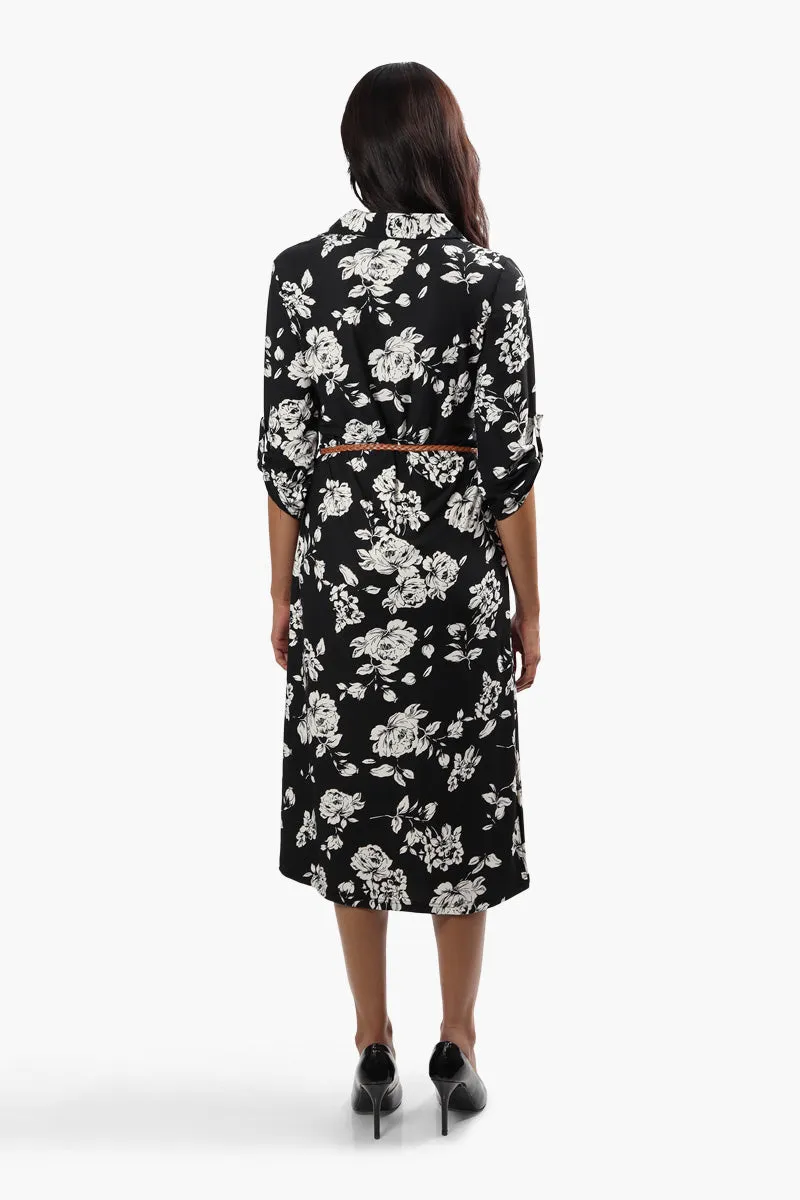 International INC Company Belted Floral Midi Dress - Black sold by Fairweather product image thumbnail 4