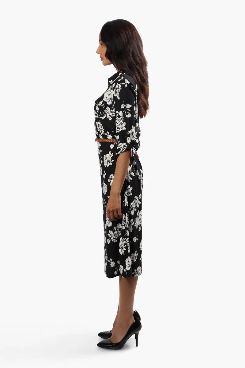 International INC Company Belted Floral Midi Dress - Black sold by Fairweather product image thumbnail 3