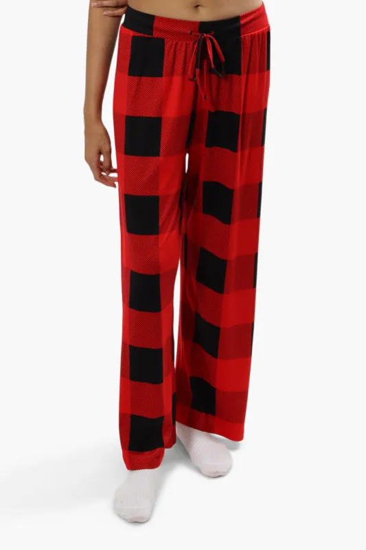 Cuddly Canuckies Plaid Print Pajama Pants - Red sold by Fairweather