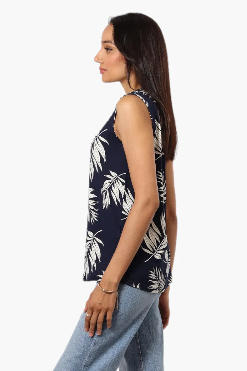 International INC Company Leaf Pattern Henley Tank Top - Navy sold by Fairweather product image thumbnail 3