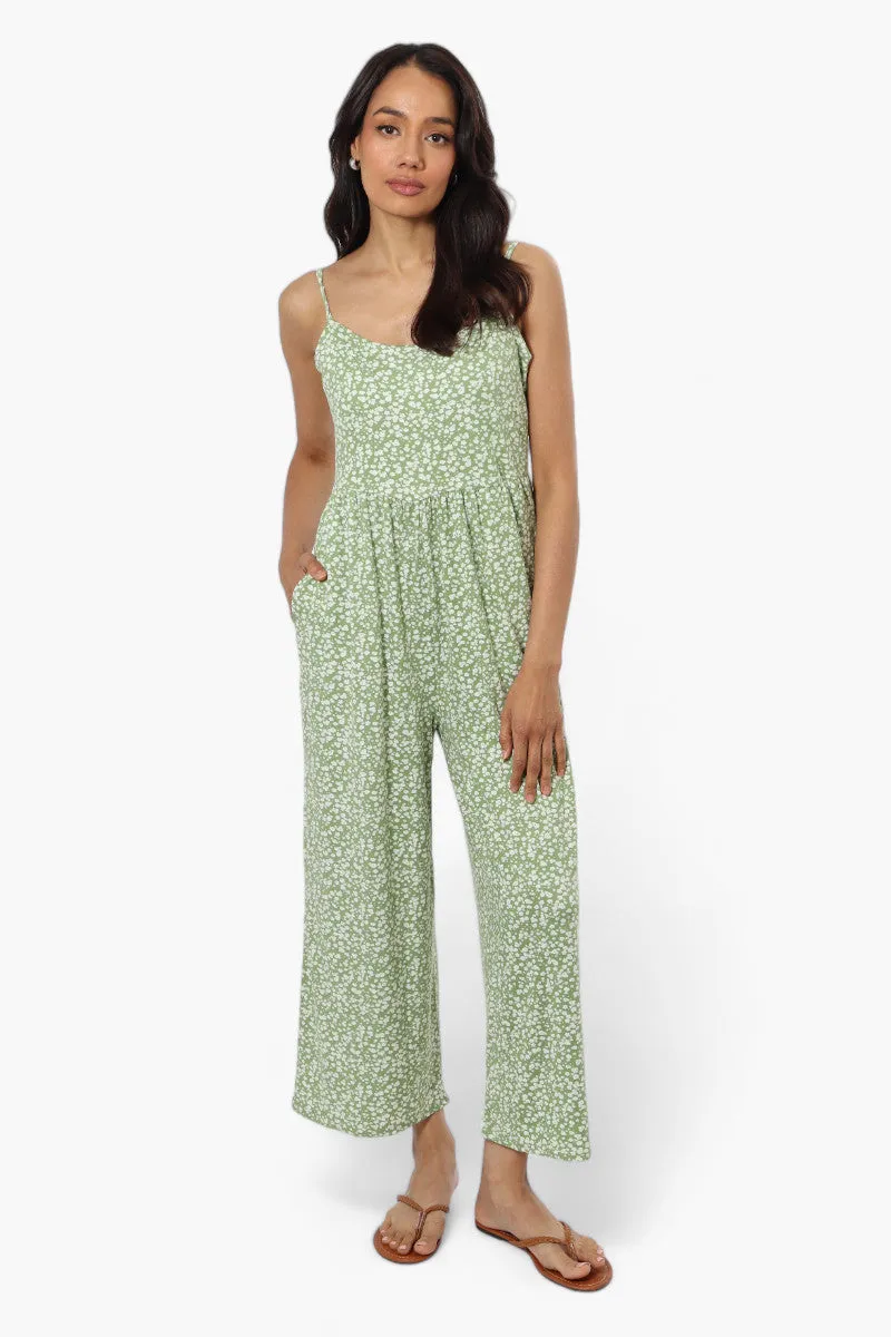 International INC Company Floral Spaghetti Strap Jumpsuit - Green sold by Fairweather