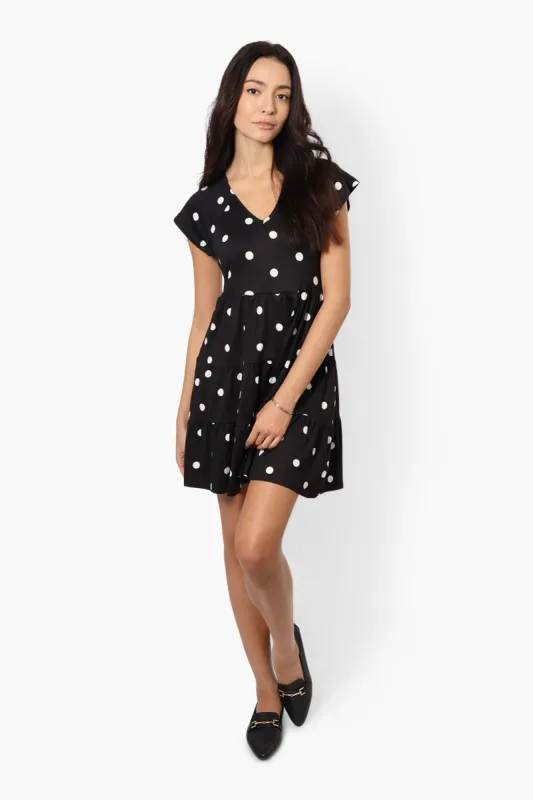 International INC Company Tiered Polka Dot Day Dress - Black sold by Fairweather