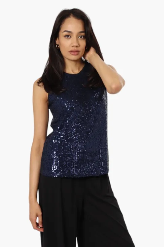Limite Sequin Tank Top - Navy sold by Fairweather