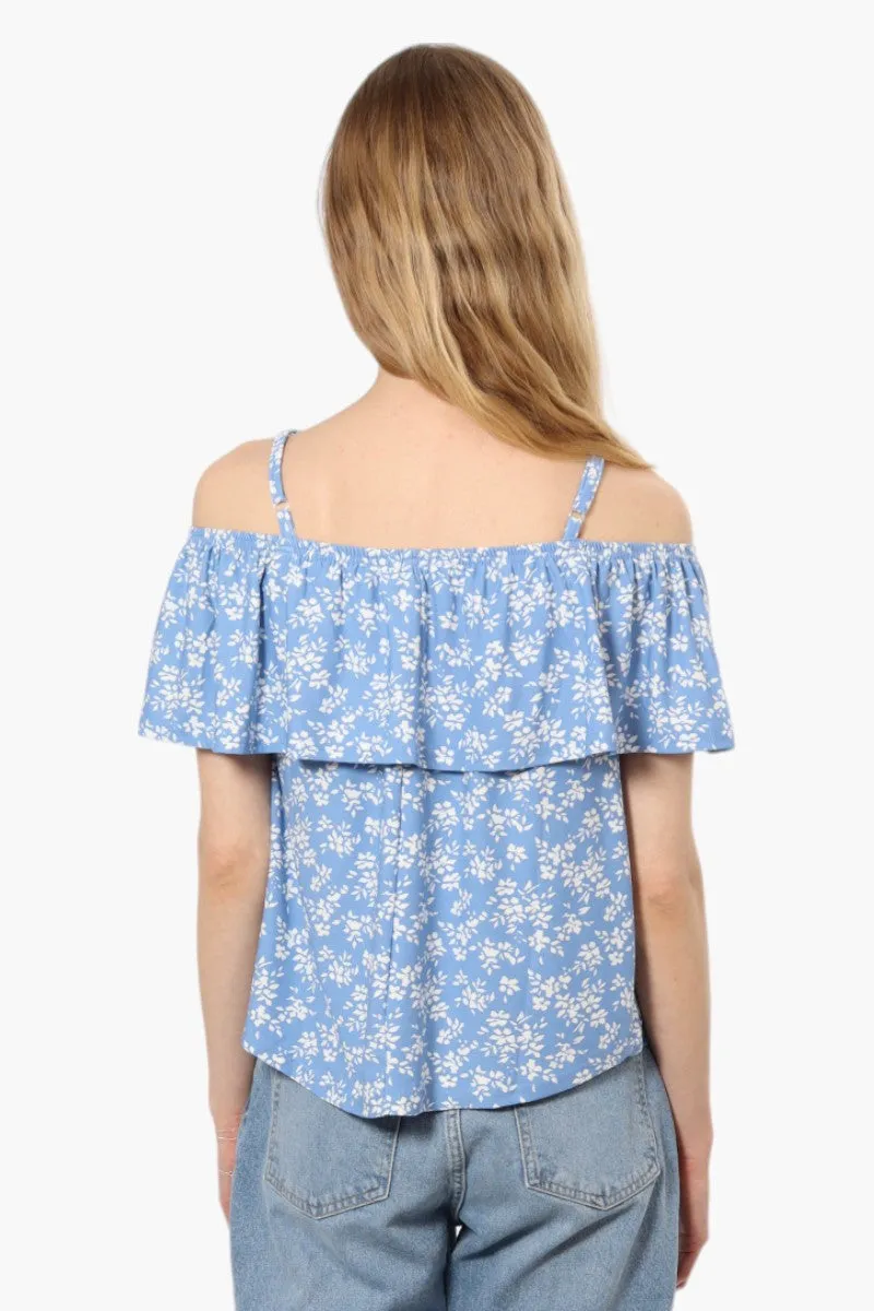 Beechers Brook Floral Pattern Flounce Tank Top - Blue sold by Fairweather product image thumbnail 4