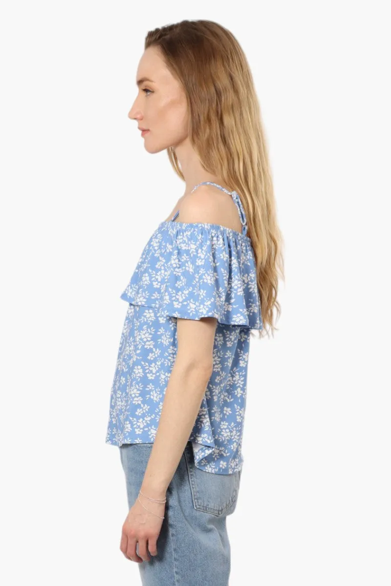 Beechers Brook Floral Pattern Flounce Tank Top - Blue sold by Fairweather product image thumbnail 3