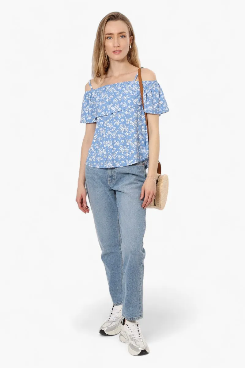 Beechers Brook Floral Pattern Flounce Tank Top - Blue sold by Fairweather product image thumbnail 2