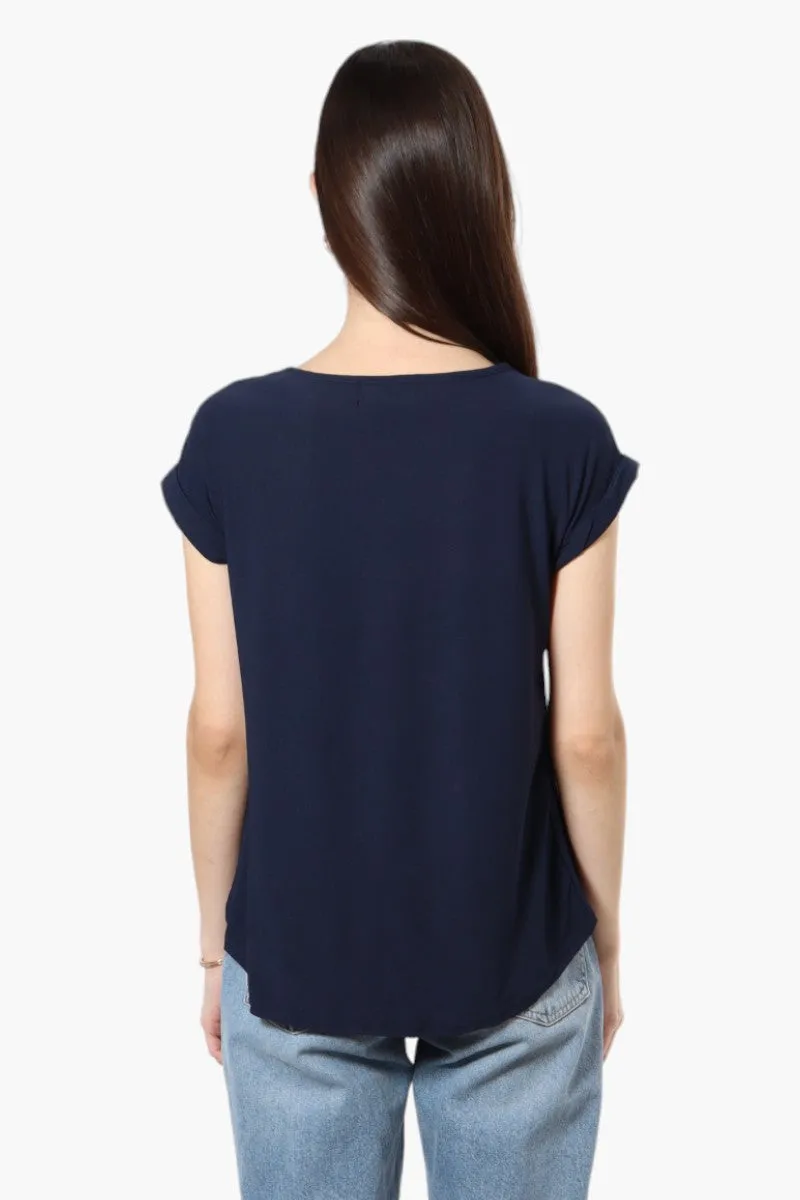International INC Company Zip Shoulder Cap Sleeve Blouse - Navy sold by Fairweather product image thumbnail 4