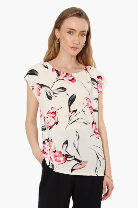 Impress Floral Cap Sleeve Shirt - White sold by Fairweather